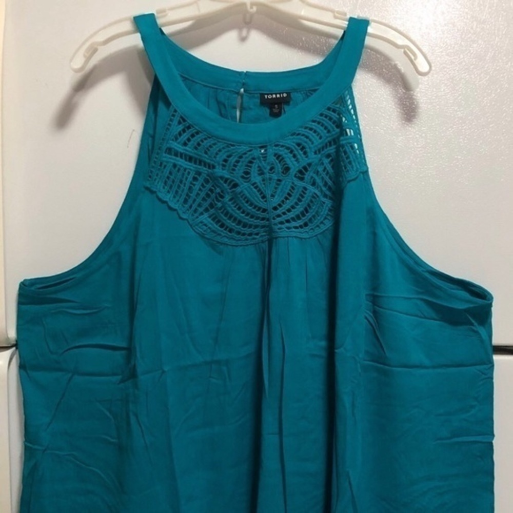 Teal Crochet Halter Tank Top - Picture 7 of 11